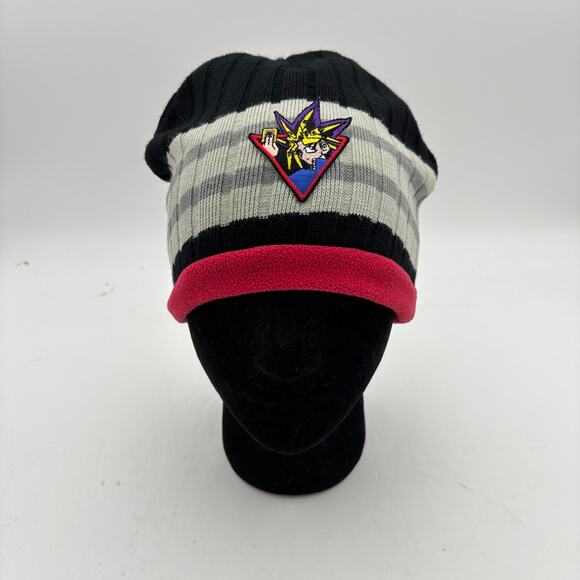 Vintage 2005 Yu-Gi-Oh Striped Knit Beanie Cap Hat Youth 4-16 - Picture 1 of 10